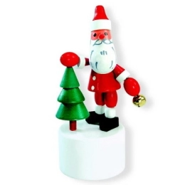 Figura de madera con mecanismo al presionar Santa Claus con arbolito DETOA