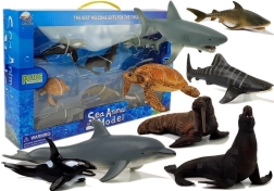Juego educativo de animales marinos – 8 figuras: rayas, delfín, foca, morsa, tortuga y orca