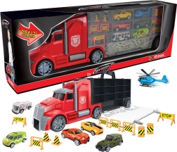 Camión City Service con coches y helicóptero de 55 cm