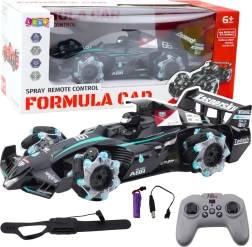 Coche de carreras RC con efecto de humo e iluminación LED negro