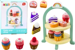 Soporte de madera para dulces con pasteles y cupcakes: set de dos pisos para niños