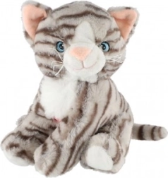 Gatita de peluche sentada de 20 cm con sonido, atigrada