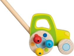 Tractor de madera con palo para niños GOKI