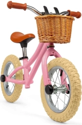 Bigjigs Toys bicicleta de equilibrio rosa con cesta de mimbre
