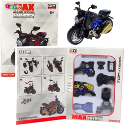 Motocicleta metálica para montar 1:14 – modelo DIY azul