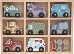 Set de coches de madera con estantería 2Kids Toys