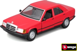 Modelo metálico de coche Bburago 1:24 Plus 1987 Mercedes-Benz 190E rojo