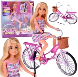 Muñeca Anlily en bicicleta con smartphone y palo para selfies