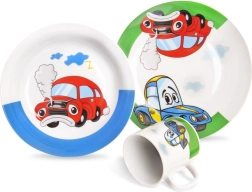 Juego infantil de desayuno de porcelana Orion coches, 3 piezas