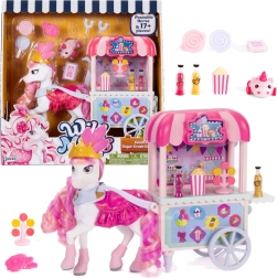Wild Manes Candi unicornio con carrito de dulces y accesorios, 22 piezas