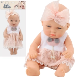 Muñeca de tela bebé con vestidito rosa 30 cm