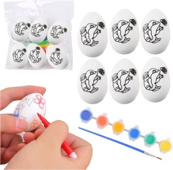 Juego de huevos de Pascua de poliestireno para pintar con diseño de conejito, 6 uds