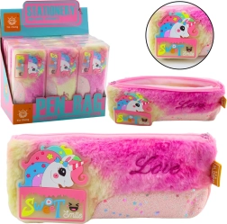 Estuche de felpa con unicornio rosa