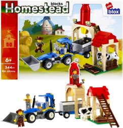 Juego de construcción de granja con vaquita y tractor con remolque, 344 piezas