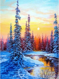 Pintura de diamantes - Río en invierno 30x40 cm