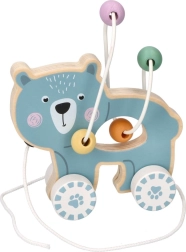 Juguete de arrastre de madera con laberinto de cuentas - Osito