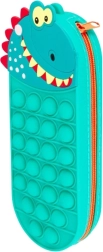 Estuche de silicona con forma de dinosaurio y superficie pop-it