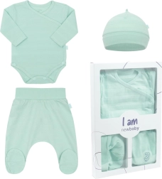 Conjunto para recién nacido NEW BABY I AM de 3 piezas, menta, talla 62 (3–6 meses)