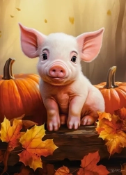 Puzzle Castorland cerdito otoñal adorable 60 piezas