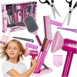 Set de peluquería infantil con secador interactivo y plancha, 16 piezas