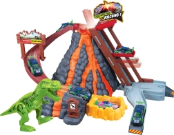 Pista de coches volcán con coche que cambia de color