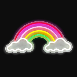 Lamparita LED neón arcoíris con nubes