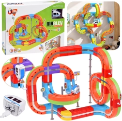 Set de construcción magnético con tren y vías, 135 piezas