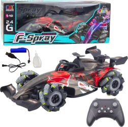 Coche de carreras RC 1:10 con luces LED, vapor de agua y 2,4 GHz – rojo