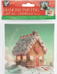 Pintura de diamantes – felicitaciones navideñas Casita de jengibre y arbolito 13×13 cm