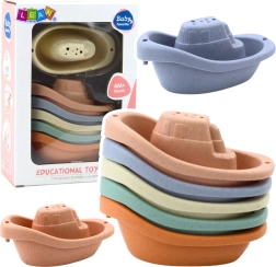 Set de barquitos de colores pastel para el baño de niños