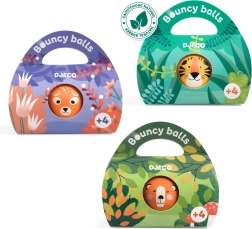 Pelota saltarina de caucho natural con motivos de animales salvajes DJECO