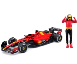 Modelo metálico Bburago Ferrari SF23 1:24 con figura del piloto