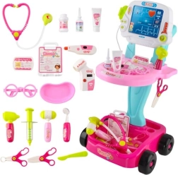 Juego de doctor infantil con carrito – rosa, 18 piezas