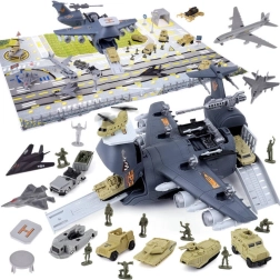 Gran base aérea militar con avión y alfombrilla de juego