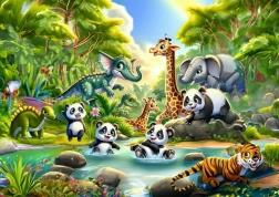 Puzzle Baño de Panda 50 piezas