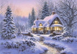 Puzzle Manta de invierno Wouldbie Cottage 500 piezas