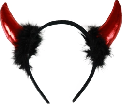 Diadema con cuernos de diablo con plumas