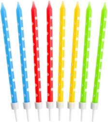 Velas de cumpleaños Godan con lunares, mezcla de colores, 24 unidades