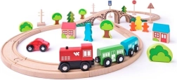 Circuito de tren de madera Woody con forma de ocho y 40 piezas
