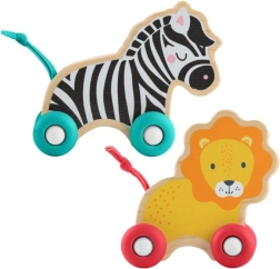 FISHER-PRICE animalitos de madera con ruedas – set de león y cebra