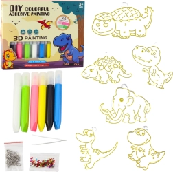Set creativo DIY – colgantes tipo vitrales de dinosaurios con 6 rotuladores de gel