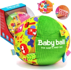 Woopie pelota sensorial suave con etiquetas colgantes y sonido para bebés