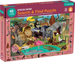 Puzzle Mudpuppy Safari: arma y busca, 64 piezas
