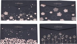 Carpeta portadocumentos de plástico con cierre a presión 33 × 23 cm – motivo floral