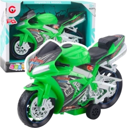 Motocicleta de carreras de juguete verde con luces y sonidos