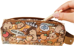 Estuche escolar pequeño transparente Capibara 19 cm