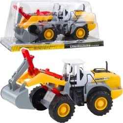 Cargadora–excavadora de construcción con cuchara móvil
