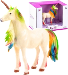 Figura coleccionable de unicornio – Crin arcoíris, cuerpo crema