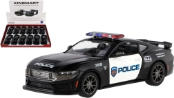 Modelo metálico de coche Ford Mustang Dark Horse Police 2024 1:38 con retroceso (pull-back), 13 cm