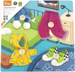 Puzzle de madera Viga con asas: ropa